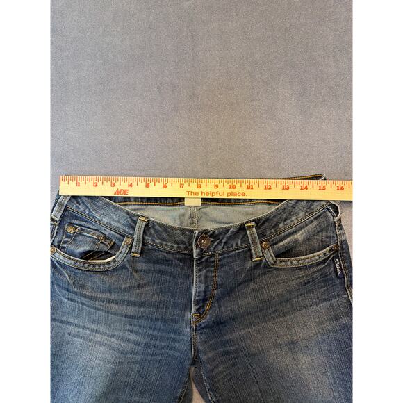 Silver Jeans Women 31 Blue Low Rise Bootcut Aiko Pants Light Wash Denim Stretch - Picture 6 of 14